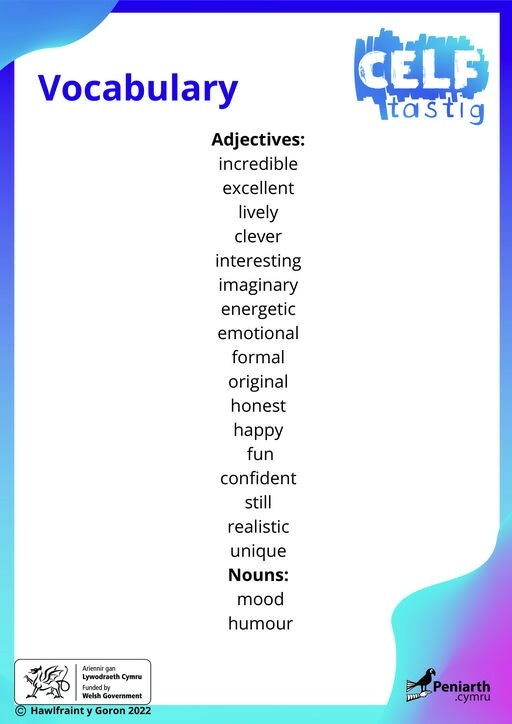 Celftastig Adjectives Vocabulary English